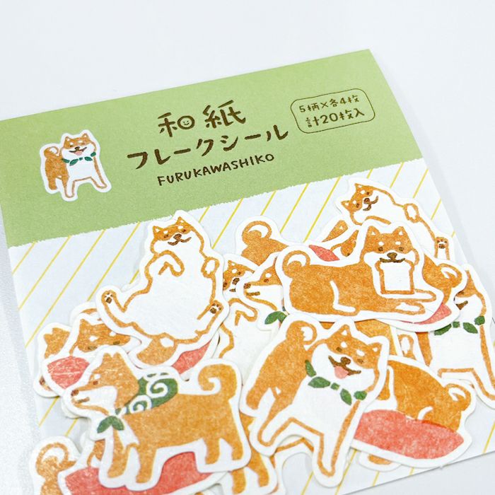 Shiba Inu Washi Flake Stickers · Furukawashiko