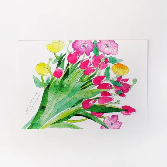 Large Bouquet of Tulips Postcard · Paper Message