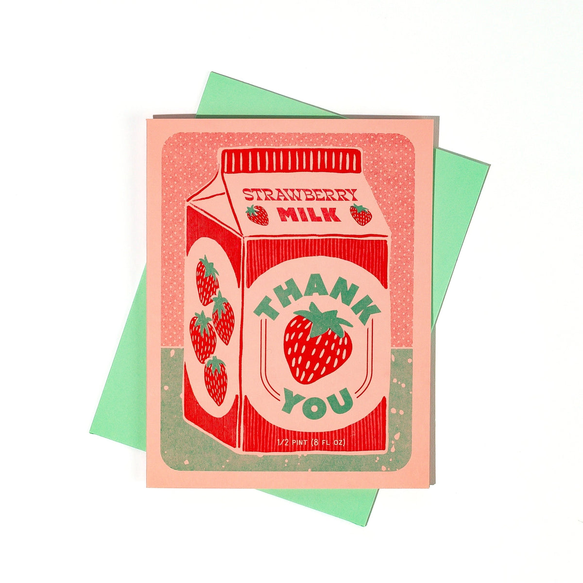 Strawberry Milk Thank You Risograph Card · Bromstad Printing Co.