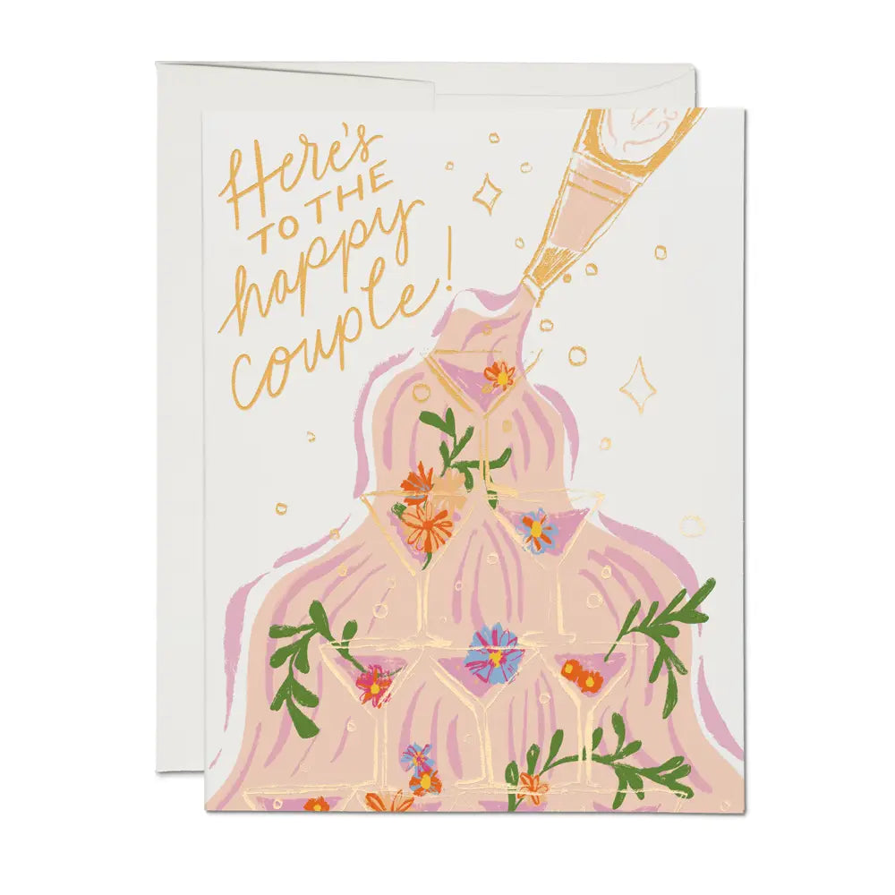 Champagne Fountain Wedding Card · Red Cap Cards