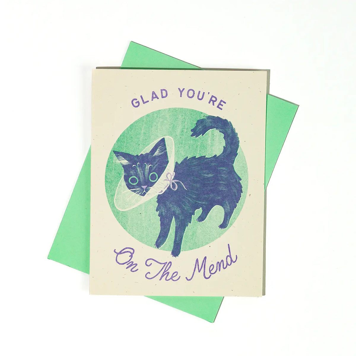 Glad You Are On The Mend Risograph Card · Bromstad Printing Co.