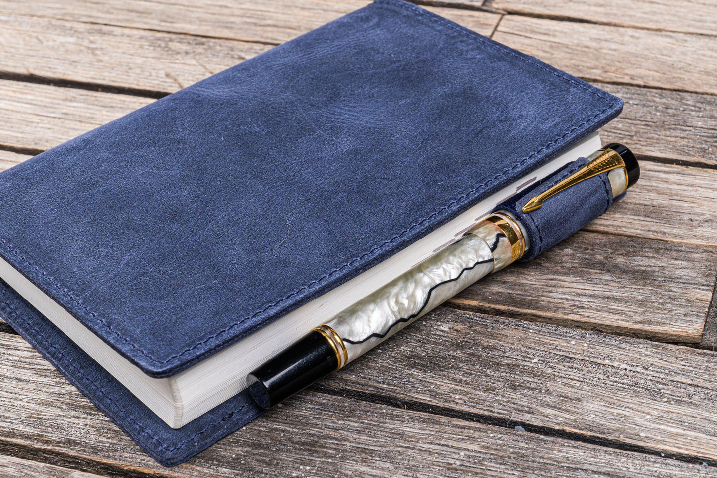 Blue A6 Slim Leather Notebook Cover · Galen Leather Co.