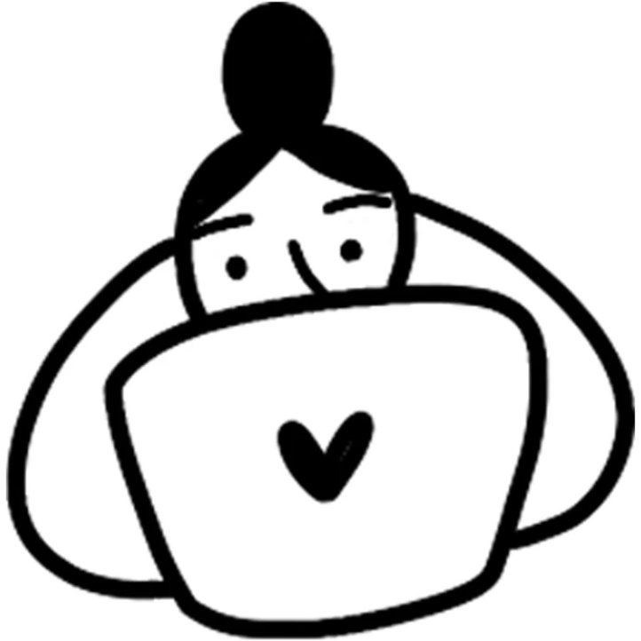 Girl on Laptop Wooden Rubber Stamp