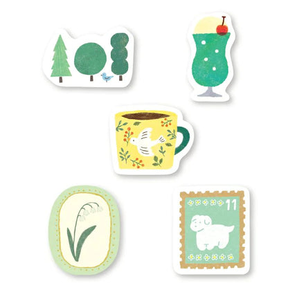 Midori-iro Watashi Biyori Flake Stickers · Furukawashiko