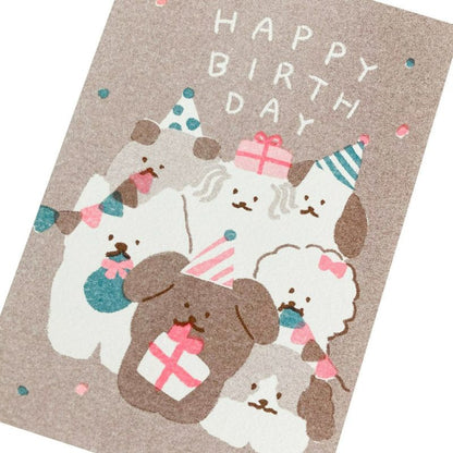 Woof Woof Happy Birthday! Riso Postcard · Furukawashiko