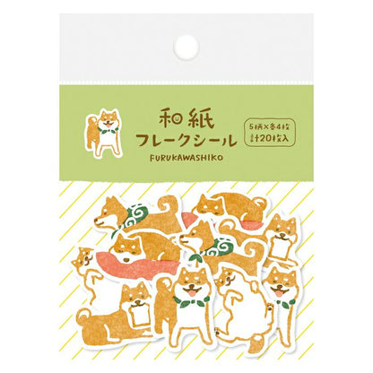 Shiba Inu Washi Flake Stickers · Furukawashiko