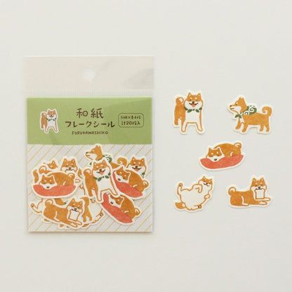 Shiba Inu Washi Flake Stickers · Furukawashiko