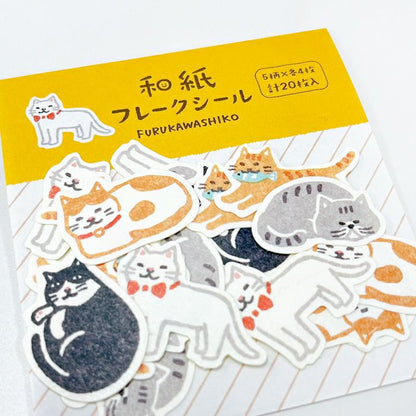 Cat Washi Flake Stickers · Furukawashiko