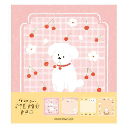 Sakura & White Dog Memo Pad · Furukawashiko