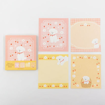 Sakura & White Dog Memo Pad · Furukawashiko