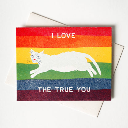 I Love The True You Gay Pride Risograph Card · Bromstad Printing Co.