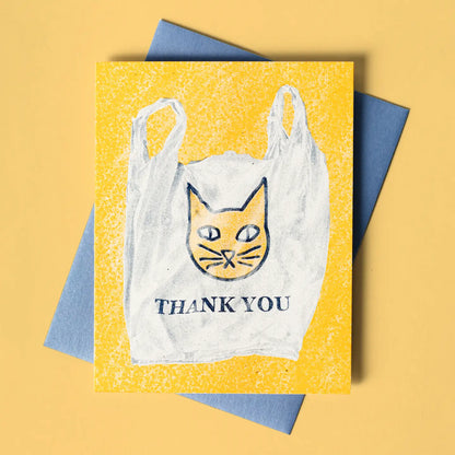 Thank You Cat Bag Risograph Card · Bromstad Printing Co.