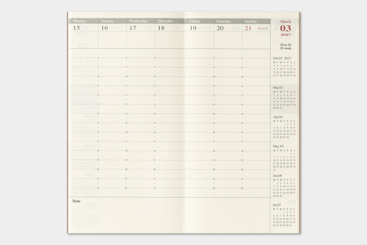 2027 TRAVELER'S Diary Weekly Vertical (Regular Size)