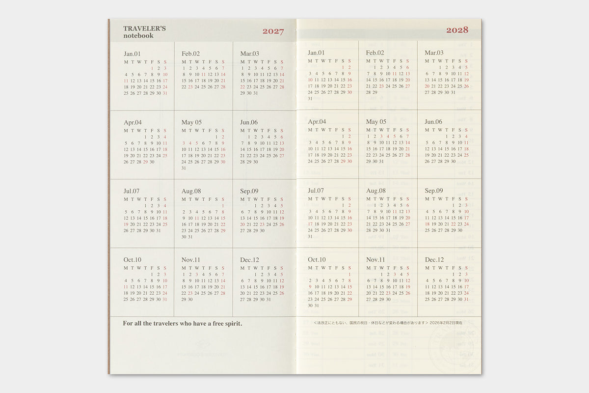 2027 TRAVELER'S Diary Weekly Vertical (Regular Size)