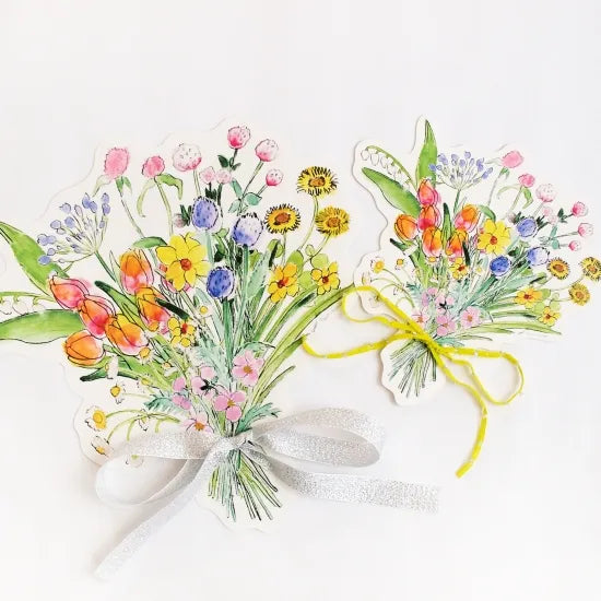 Garden Flowers Bouquet Card & Ribbon Loop · Paper Message