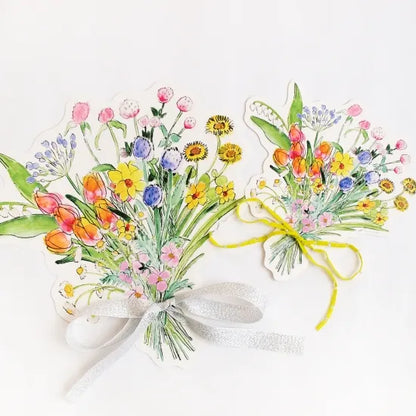 Garden Flowers Bouquet Card & Ribbon Loop · Paper Message