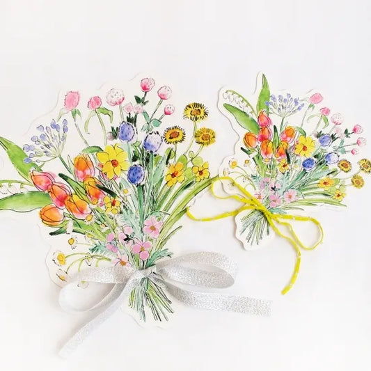 Garden Flowers Bouquet Card & Ribbon Loop · Paper Message
