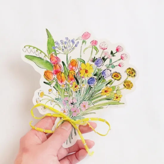 Garden Flowers Bouquet Card & Ribbon Loop · Paper Message