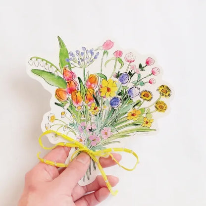 Garden Flowers Bouquet Card & Ribbon Loop · Paper Message