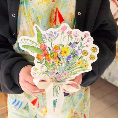 Garden Flowers Bouquet Card & Ribbon Loop · Paper Message