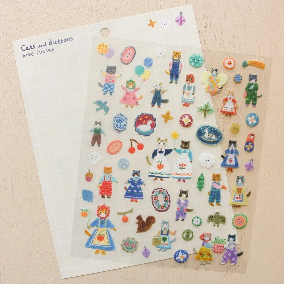Cats & Buttons Aiko Fukawa Stickers · Cozyca