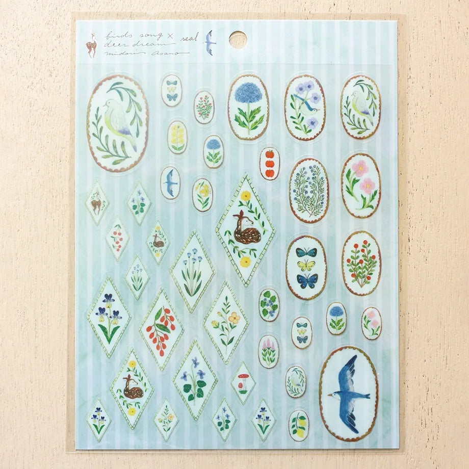 Birds Song & Deer Dream Midori Asano Stickers · Cozyca