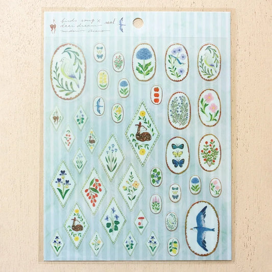 Birds Song & Deer Dream Midori Asano Stickers · Cozyca