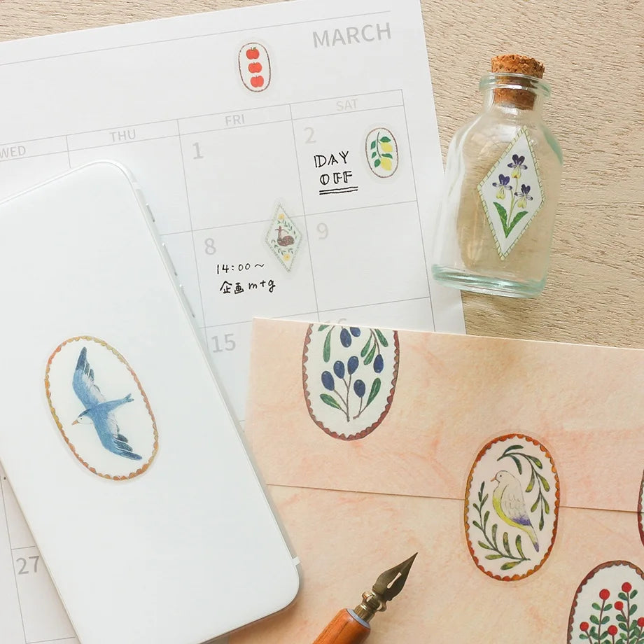 Birds Song & Deer Dream Midori Asano Stickers · Cozyca