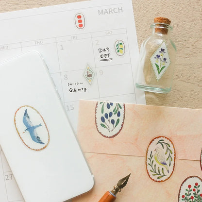 Birds Song & Deer Dream Midori Asano Stickers · Cozyca
