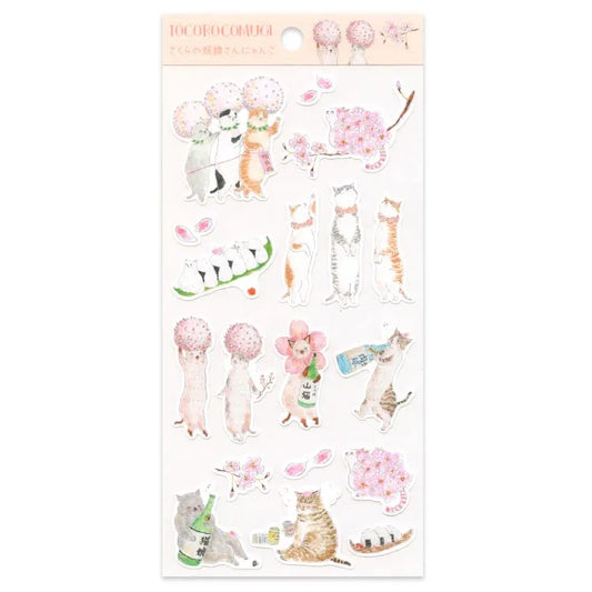 Sakura Nyanko Sticker Sheet · Tokoro Komugi