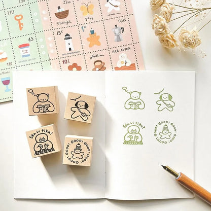Shall we have tea? Mariko Fukuoka Rubber Stamp · Cozyca