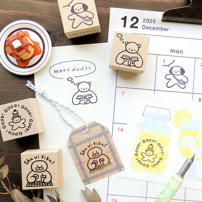 Shall we have tea? Mariko Fukuoka Rubber Stamp · Cozyca