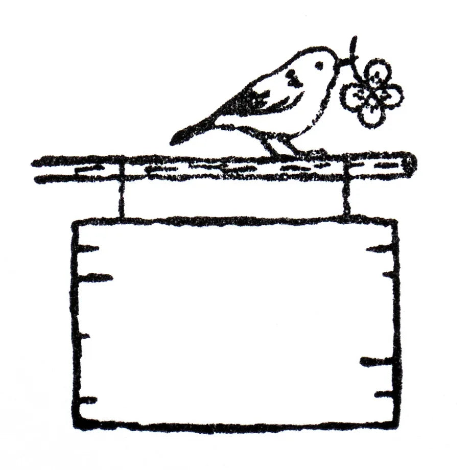 Signboard and Bird Midori Asano Rubber Stamp · Cozyca