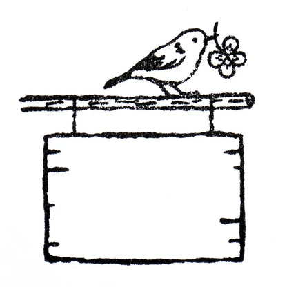 Signboard and Bird Midori Asano Rubber Stamp · Cozyca