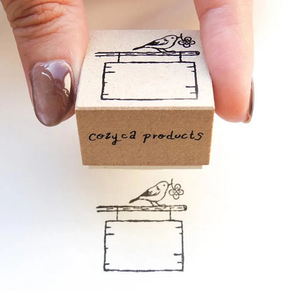 Signboard and Bird Midori Asano Rubber Stamp · Cozyca