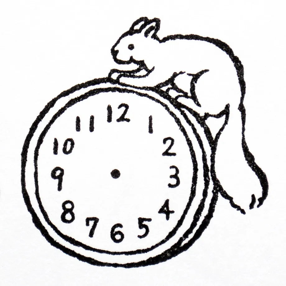Clock and Squirrel Midori Asano Rubber Stamp · Cozyca