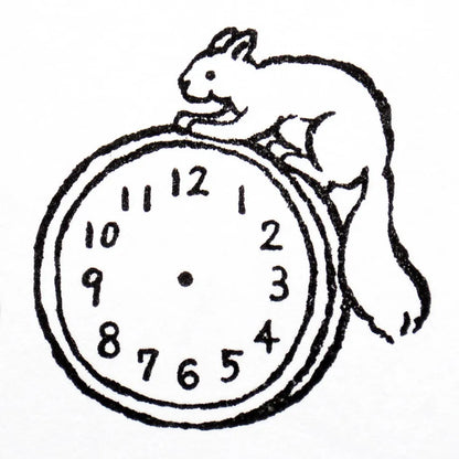 Clock and Squirrel Midori Asano Rubber Stamp · Cozyca