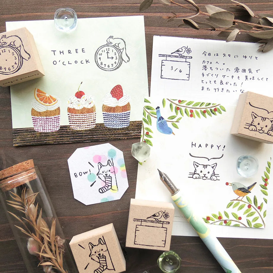 Signboard and Bird Midori Asano Rubber Stamp · Cozyca