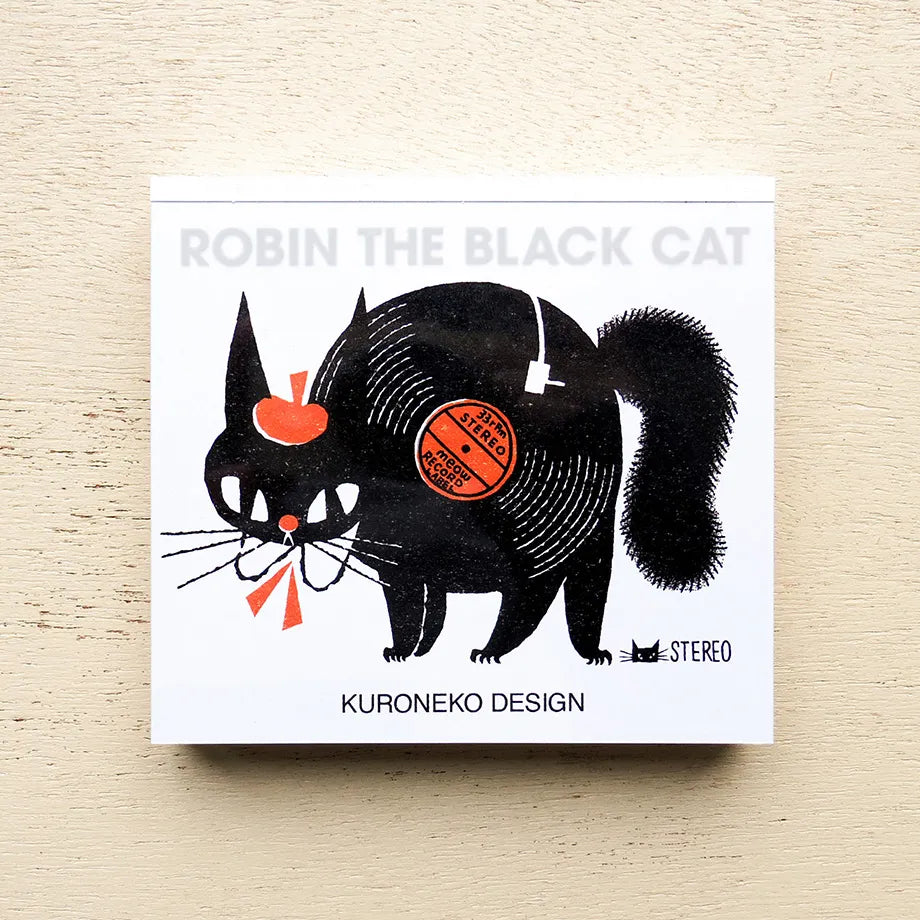 Robin The Black Cat Kuroneko Design Memo Pad · Cozyca