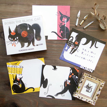 Robin The Black Cat Kuroneko Design Memo Pad · Cozyca