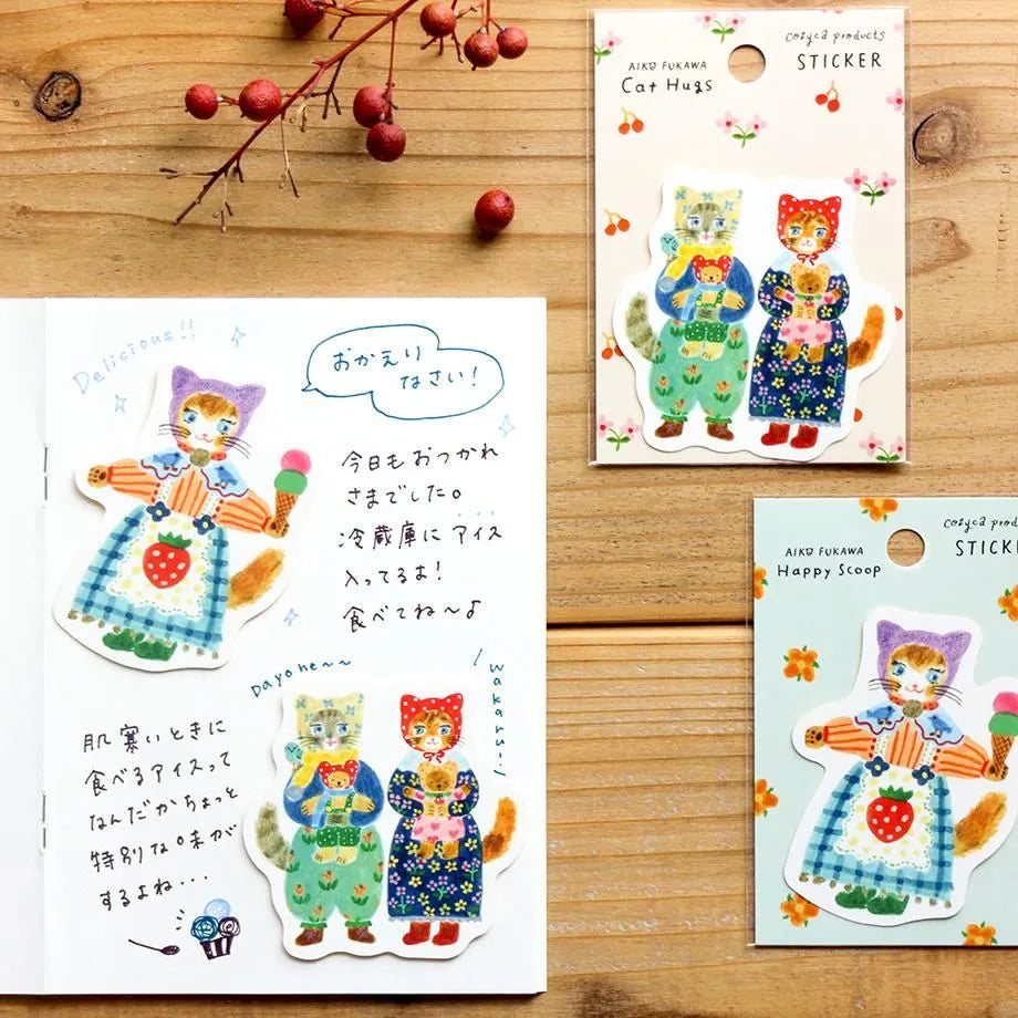 Cat Hugs Aiko Fukawa Sticker · Cozyca