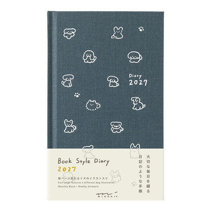 2027 Midori Navy Dog Book Diary《B6》