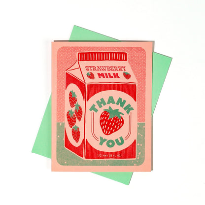 Strawberry Milk Thank You Risograph Card  · Bromstad Printing Co.