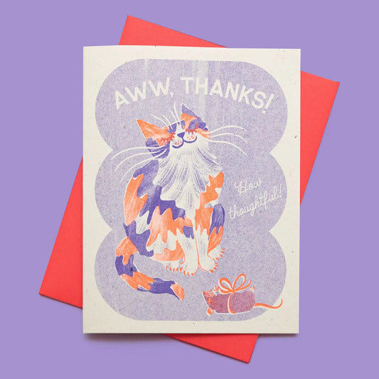 Aww, Thanks! Cat Risograph Card · Bromstad Printing Co.