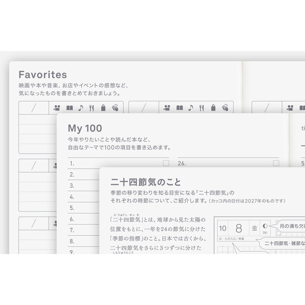 2027 Hobonichi Techo English Original Book《A6 size/Daily/Jan start/Mon start》