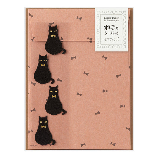 Black Cat Letter Set with Stickers · Midori