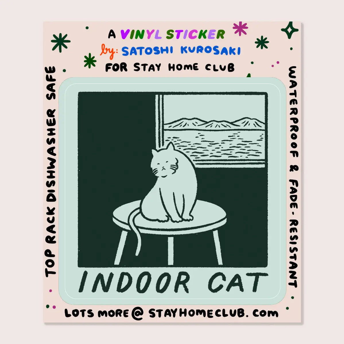 Indoor Cat (Satoshi) Vinyl Sticker · Stay Home Club