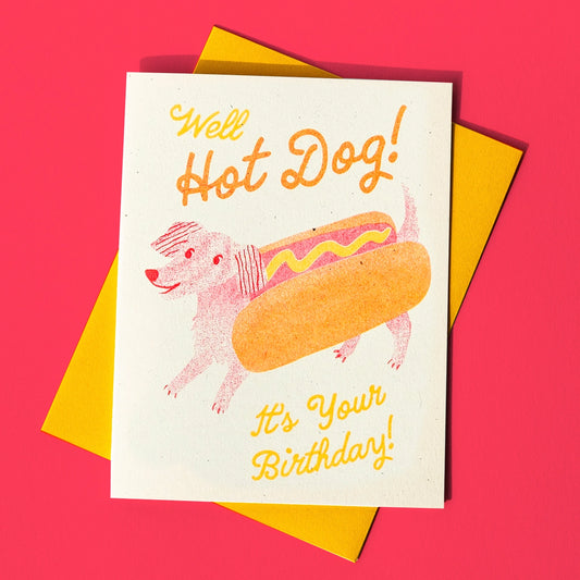 Hot Dog Risograph Birthday Card · Bromstad Printing Co.