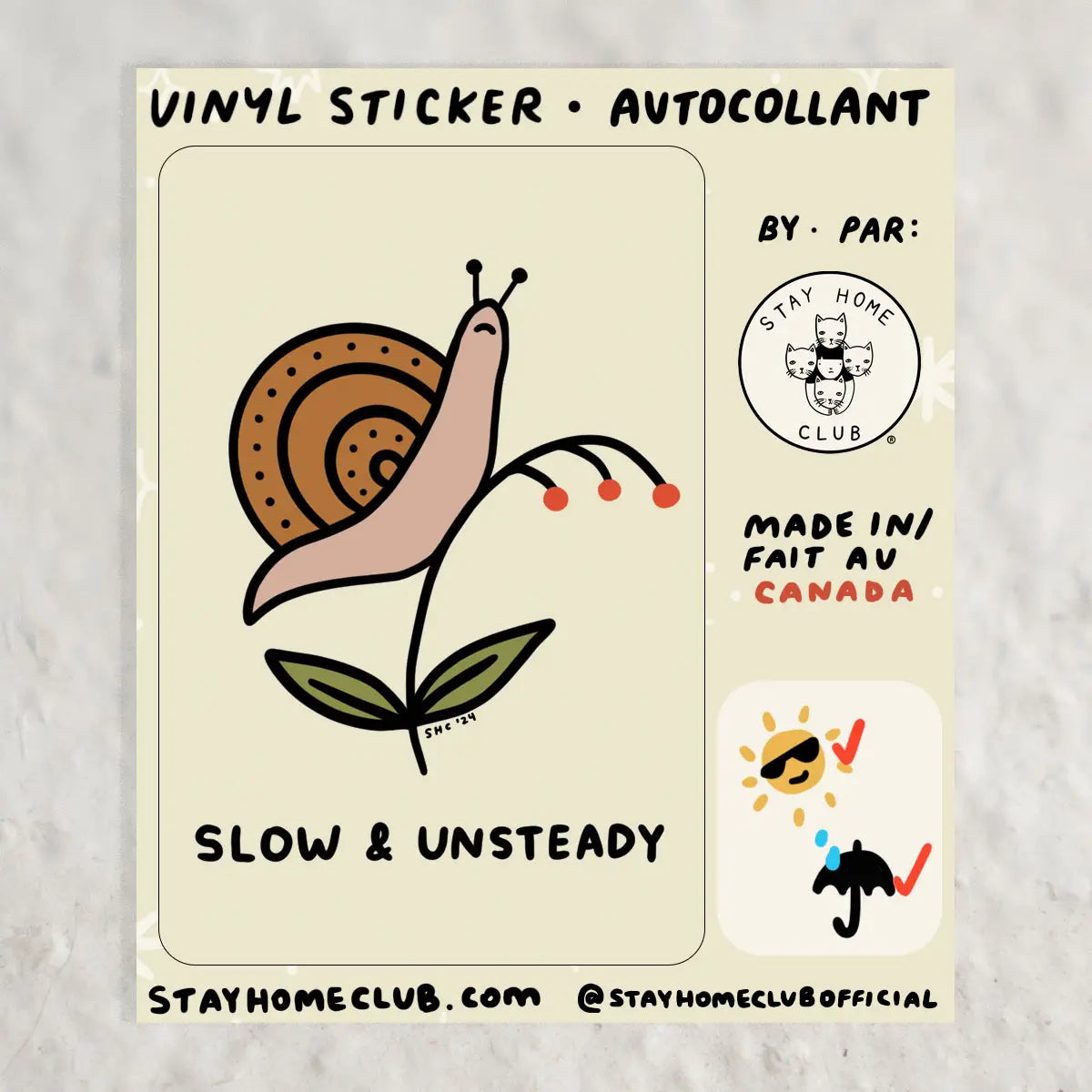 Slow and Unsteady Vinyl Sticker · Stay Home Club