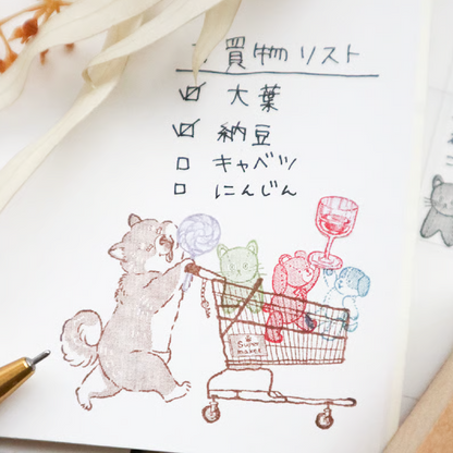 Shiba Shopping Cart Wooden Stamp・Keibunsha & meriBUN